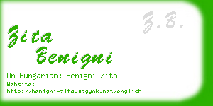 zita benigni business card